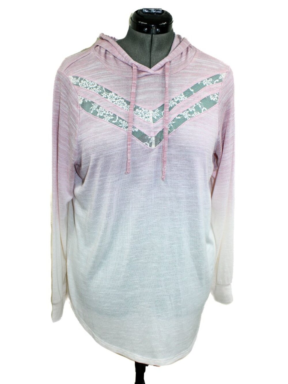 NWT TORRID 1X Pink Ombre Hooded Supersoft Sweater‎ Lightweight Plus Lace Cutout